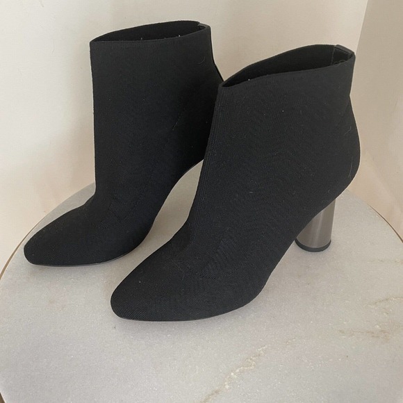 BCBGeneration Conny Black Stretch Fabric Ankle Boot Mirrored Heels Women’s 7.5 - Picture 4 of 16